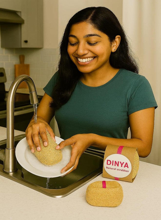 Dinya™ Natural Scrubber for Kitchen (Pack of 5) - 100% Organic, Multi-Use for Dishwashing, Economy Pack for Sparkling Clean Surfaces, Kitchen & Home Cleaning - Eco-Friendly & Biodegradable - Image 4